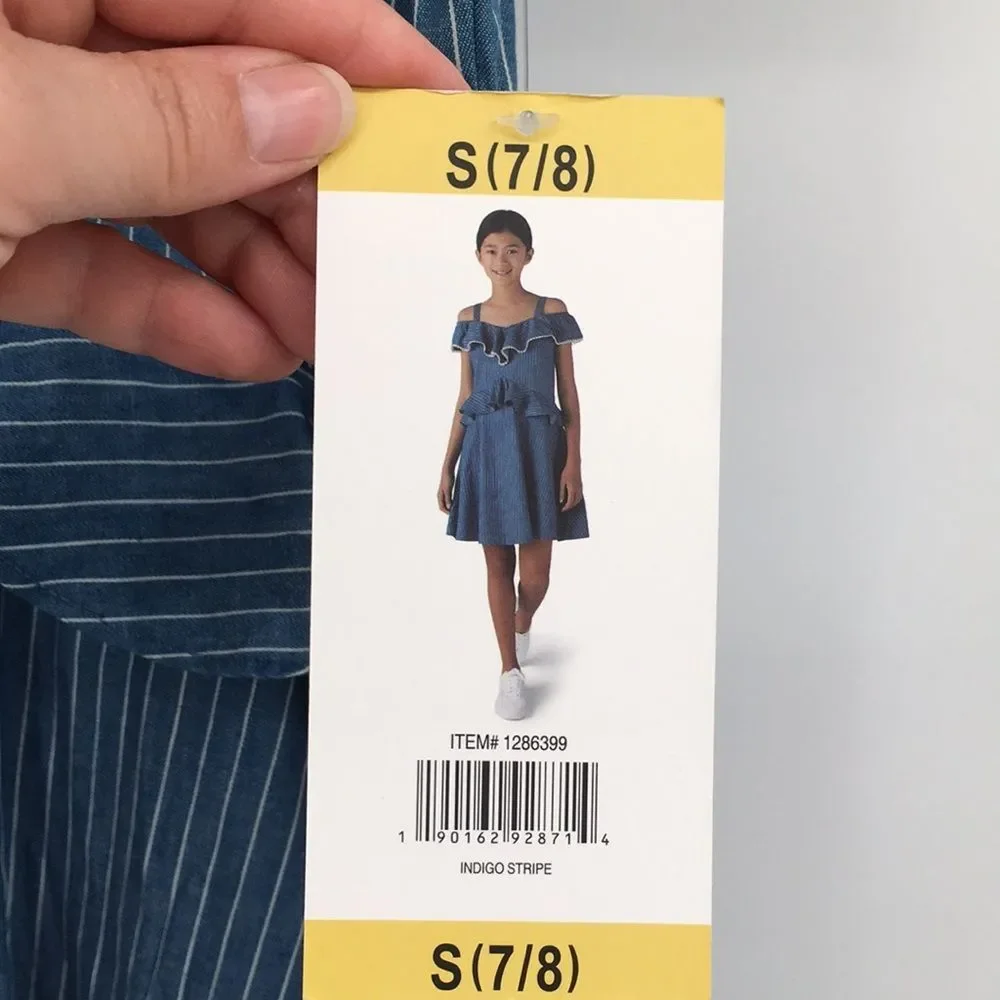 BCBGirls Striped Blue Ruffled Cold Shoulder Sundress S 7/8